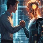 robot and human shaking hands